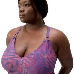 Printed V Neck Shaping Badedrakt (+) 54
