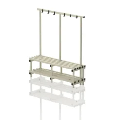 Sittebenk med knaggrekke | Beige