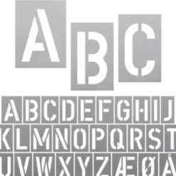 Sjablonger i aluminium - alfabetet 15 cm