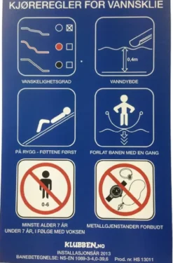 Skilt Kjøregler for vannsklie. Aluminium