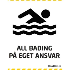 Skilt A3 - All bading på eget ansvar